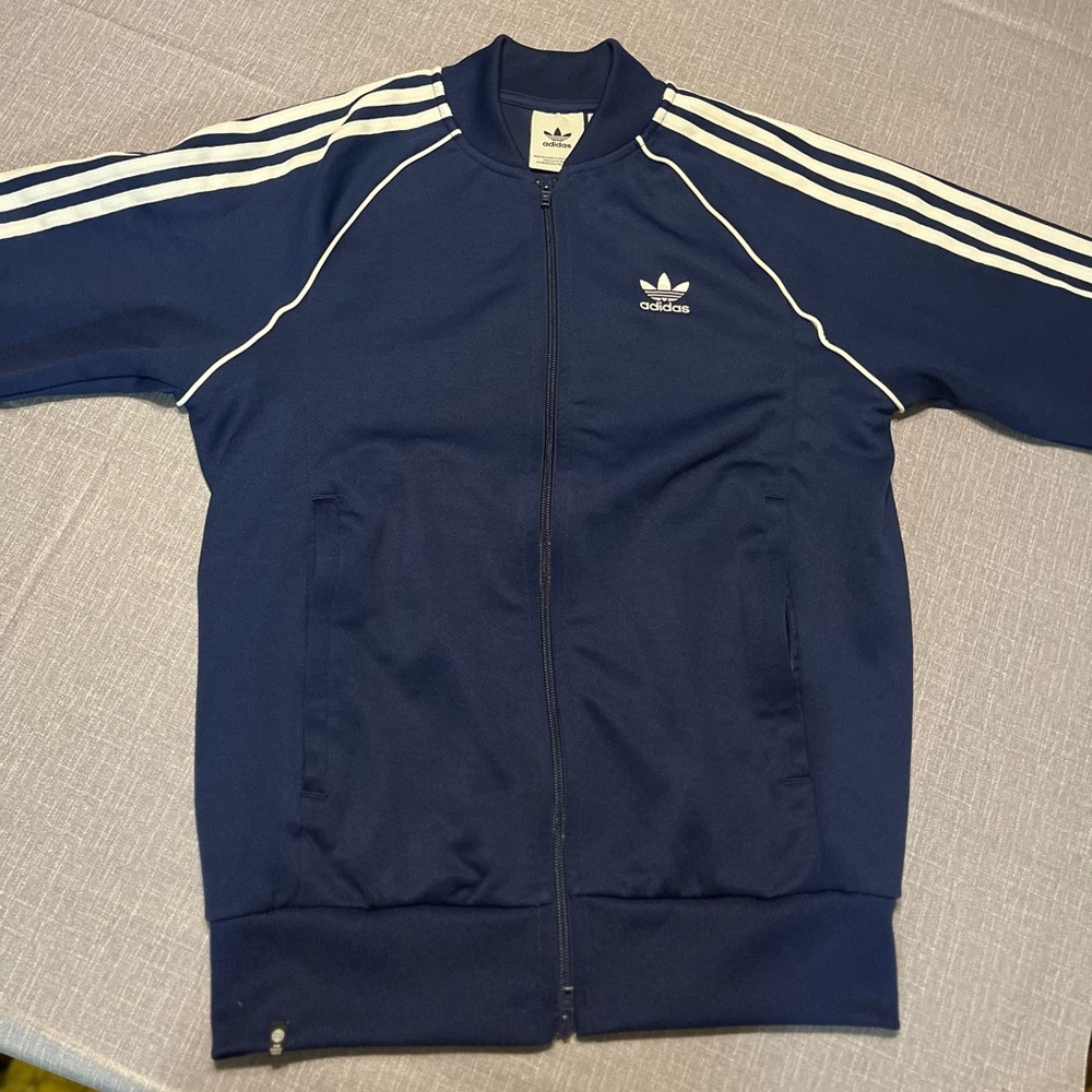 NAVY BLUE ADIDAS TRACK SWEATER